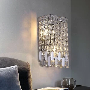 Modern Crystal Wall Sconces, Chrome Wall Light Fixtures, Luxury Indoor Wall L... - Picture 1 of 7