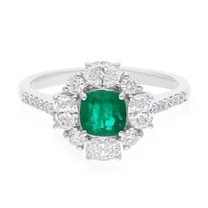 1.54 TCW Sambianischer Smaragd Kunstdiamanten Grown Cvd Diamantring 18k Weiß - Bild 1 von 8
