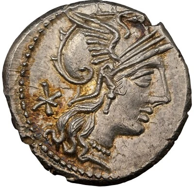 P. Maenius Antiaticus, (132 aC), NGC MS, República Romana AR Denarius Foto 1 de 4