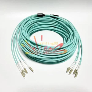 50m LC-LC MM 4 Strand Armored 10G OM3 Fiber Cable Fiber Optic Jumper Patch Cord - Afbeelding 1 van 8