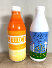 Vintage Juice bottle 2 Milk Glass Orange Apple Egizia Italy 1984