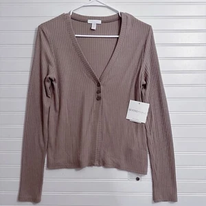 Beyond Yoga Well Traveled V-Neck Ribbed Cardigan In Birch NWT Size M - Picture 1 of 11