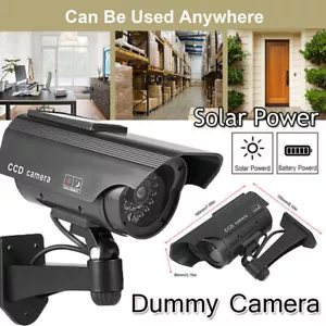 Solar Power Dummy Security Camera Decoy Bullet Fake Surveillance Simulated CCTV - Picture 1 of 12