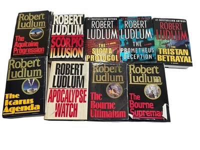 Robert Ludlum Book Lot 9 HC Novels - Icarus Agenda, Bourne Ultimatum, 1st Ed Foto 1 de 4