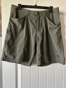 Mountain Hardware Women’s Olive Green Nylon Hiking Shorts Pockets Zip Side Sz 12 - Picture 1 of 16