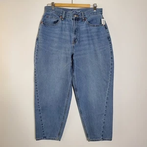 Old Navy Blue Denim Extra High-rise Balloon style jeans Size 12 New with tags - Picture 1 of 12