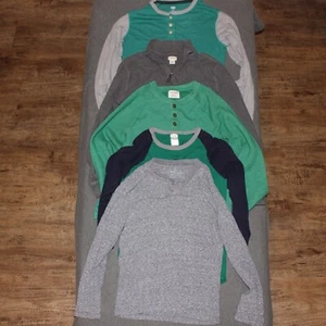 Boys Long-Sleeved Shirts -- Lot of 5: Henleys, Quarter-Zip, Baseball Tee - Picture 1 of 20