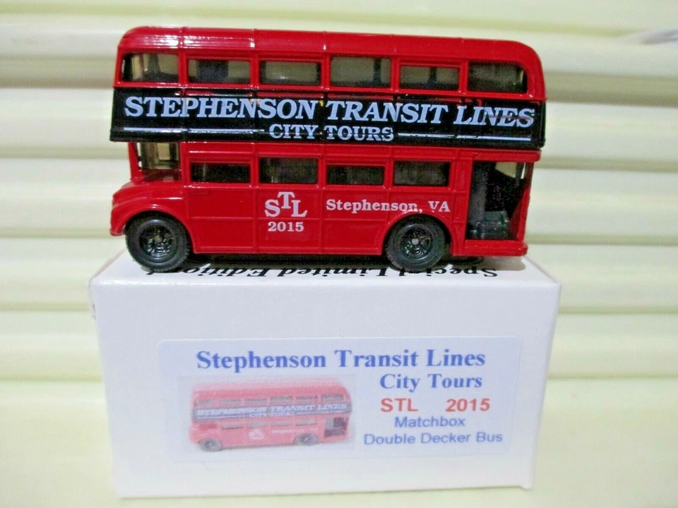 Matchbox MB694 2015 STEPHENSON VA TRANSIT LINES City Tours Double Decker Bus NIB - Image 1 of 4