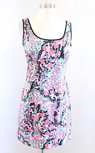 Lilly Pulitzer Lucy Dress Sweet Nothings Printed Sequin Sheath Size 2 Pink Black - Picture 1 of 9