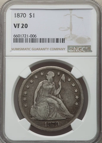 1870 $1 Seated Liberty Dollar NGC VF20!  6691721-006 Cover