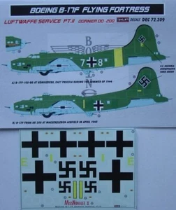 B-17F Luftwaffe II - JUEGO DE CALCOMANÍAS, DEC72209, MODELOS KORA, 1:72 - Imagen 1 de 2
