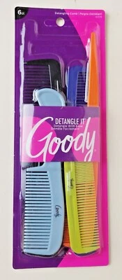 Paquete de 6 peines de pelo surtidos Goody estilos de peine familiar clásico cola de rata SELLADOS Foto 1 de 3