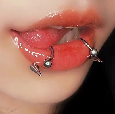 Coppia Snake Bite 12mm Spike Ring Lip Earring Hoop 16g (1,2mm)316L Acciaio Ea... - Immagine 1 di 4