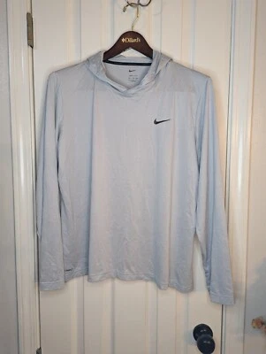 Camisa Nike Para Mujer Gris Sudadera con Capucha Pullover Hiper Seco Con Capucha Entrenamiento Correr Foto 1 de 3