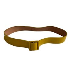 J Crew belt yellow patent leather adjustable Small Medium rectangular buckle