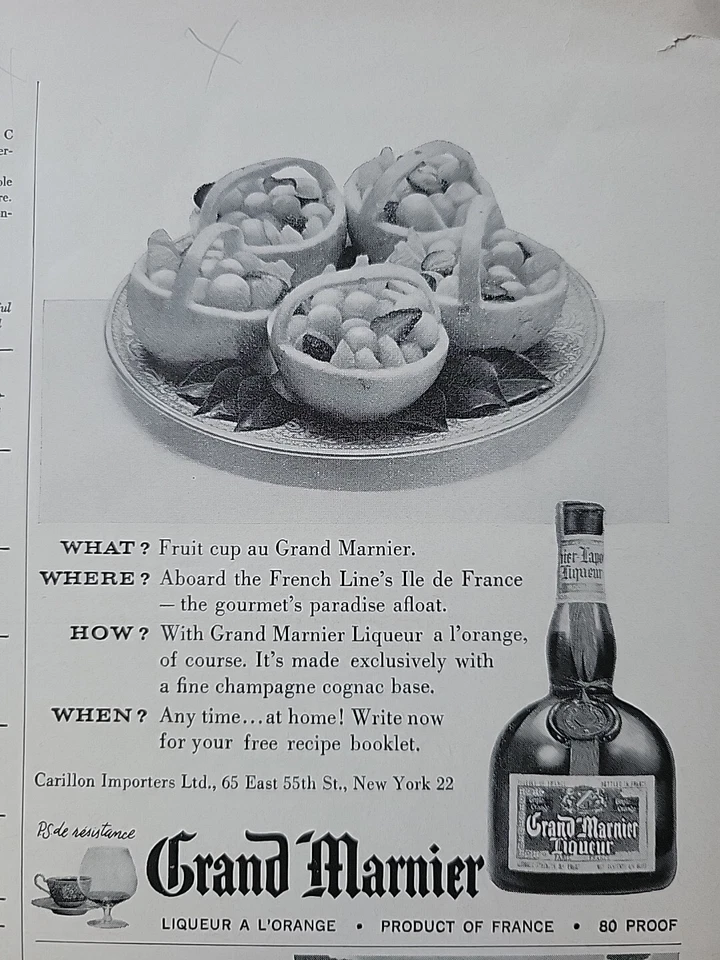 1957 Grand Marnier Licor A L'orange botella taza de fruta anuncio vintage  Foto 1 de 1