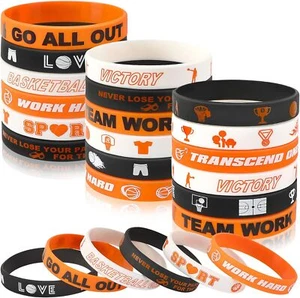 JUNEBRUSHS Basketball Motivational Silicone Wristband, 42PCS Basketball Party - Picture 1 of 7
