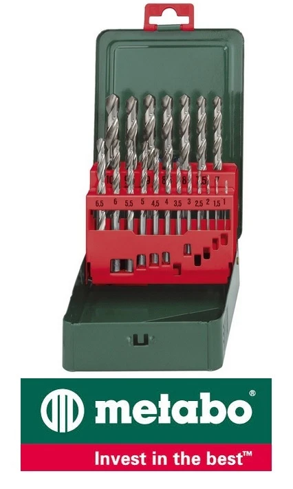 COFFRET DE 19 FORETS À MÉTAUX HSS-G, DIN 338, RECTIFIÉS, METABO