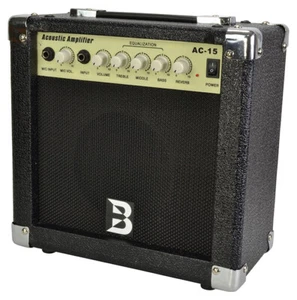 Acoustic Guitar Amplifier 15 Watt Amp 5" Speaker Compact Portable Design Black - Picture 1 of 9