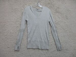Athleta Sweater Small Adult Gray Pullover Hoodie V Neck Silk Tencel Womens S