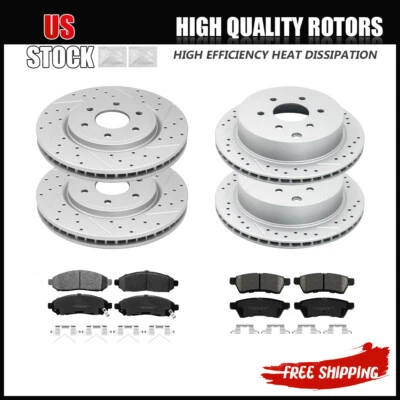 Передние задние перфорированные диски и тормозные колодки для Nissan Frontier Xterra Suzuki Equator - Изображение 1 из 4