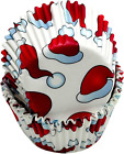 Paper Patterned Cupcake Liners 50 Count White Red