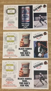 1985-86 86-87 87-88 Chicago Blackhawks Hockey Spielpläne Budweiser Sponsored - Bild 1 von 7