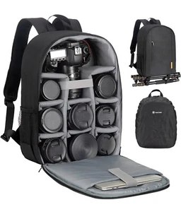 Waterproof DSLR/SLR Camera Backpack Case With Laptop Compartment & Rain Cover - Picture 1 of 3
