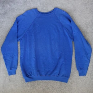Vintage Tultex Sweatshirt Men's 2XL XXL Blue Blank Crewneck Sweater Made USA 90s - Picture 1 of 6