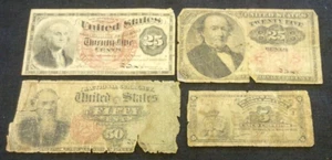 (4) FRACTIONAL CURRENCY NOTES (1) US 50c, (2) US 25c, & (1) 5 CENTAVOS  (2102) - Picture 1 of 2
