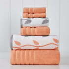 Modern Threads Organic Vines 6-Piece Cotton Adult Bath Towel Set, Coral