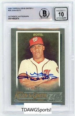 Juan Soto Signed Autographed 2020 Topps Allen & Ginter X #28 Beckett BAS 10 - Image 1 of 2
