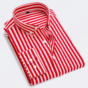 1x Men's Striped Long Sleeve Shirts Casual Work Office Formal Collared Shirt Top - Picture 1 of 26