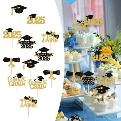 12 шт. украшения для выпускных кексов 2025 г., расходные материалы для выпускных вечеринок - Изображение 1 из 2
