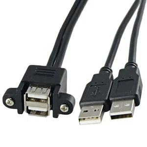 Cable extension alargador Doble USB 2.0 macho a Doble USB hembra montaje panel - Imagen 1 de 5