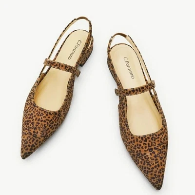 C. Paravano Pointed Toe Slingback Flats Freya Leopard Print  Size EU39 US. 8.5 - Image 1 of 4
