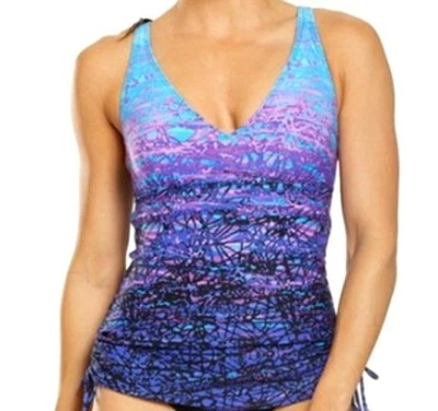 TYR Durafast Elite Womens Blue/purple Artic V-neck Tank Size 12 New - Image 1 of 4