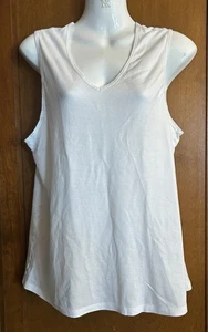 Cuddl Duds Top Womens L White Lace Trim Sleeveless Tank - Picture 1 of 4