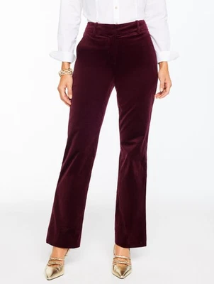 Straight Leg Plush Velveteen Pants at talbots, NWT $169, color RICH BURGUNDY - Image 1 of 4