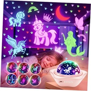 Unicorns Gifts for Girls Toys, 6 Films Unicorn Night Light Projector for Pink - Picture 1 of 7