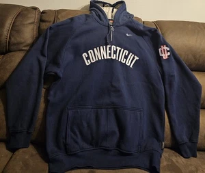 Vintage Nike UConn/Connecticut Huskies Hoodie Sweatshirt Sz Large Navy Blue - Picture 1 of 21