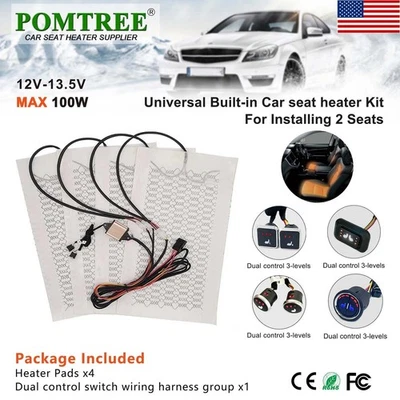 Seats Carbon Fiber Heated Seat Heater Pad Kit Car Cushion Switch 12V Universal Foto 1 de 4