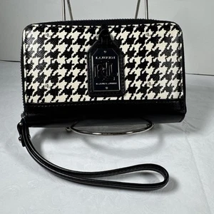 Lauren Ralph Lauren Womens Clutch Wristlet Wallet Houndstooth NWOT - Picture 1 of 7