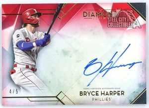 Bryce Harper 2020 Topps Diamond Icons Red Autograph Card #DIA-BH 4/5 - Picture 1 of 2