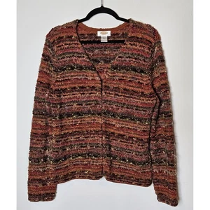 Talbots Multicolor Vintage Eyelash Knit Textured Cardigan Sweater LP Wool Silk - Bild 1 von 7