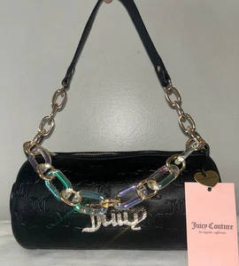 NEW! NWT JUICY COUTURE Bling Bling Chain Roll Bag in Black Liquorice - Picture 1 of 5