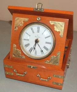 Bulova tabletop clock in wooden treasure / display box - with instructions - Picture 1 of 8