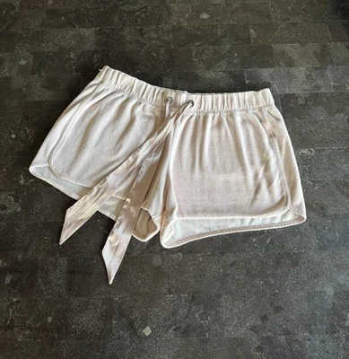 GreenTea Women’s L Soft Champagne Velour Lounge Comfort Shorts Satin Ribbon Cozy - Image 1 of 4