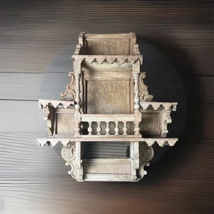 Vintage Antique Unique Design hand craft Wooden Shelf Multiple Shelves - Picture 1 of 17