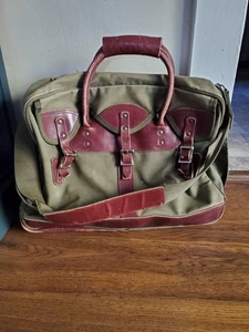 Vtg Todd & Sons Rugged Canvas & Leather Outdoor Bag Pullman W/Handle & Strap - Picture 1 of 22